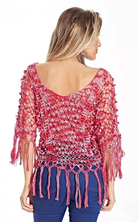 Blusa Mesclada com Franjas