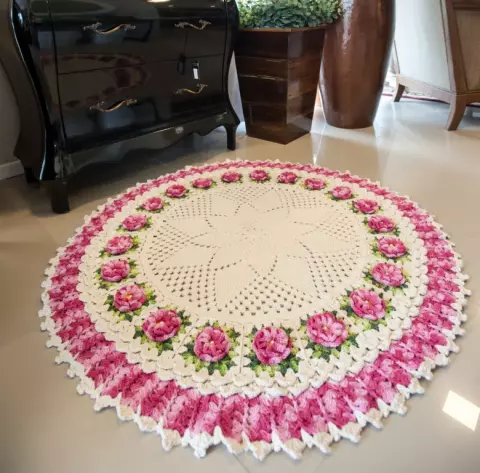 Tapete Redondo com Flores