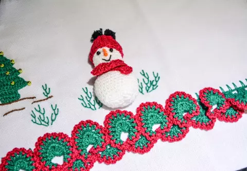 Pano de Prato com Boneco de Neve