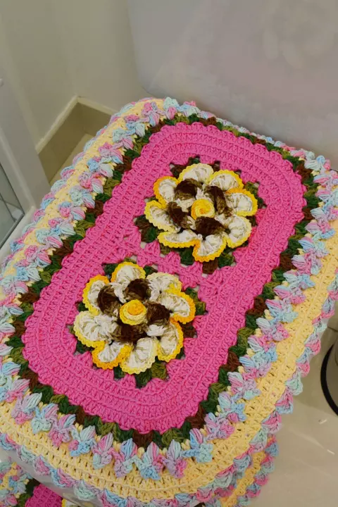 Jogo de Banheiro Multi Rosas