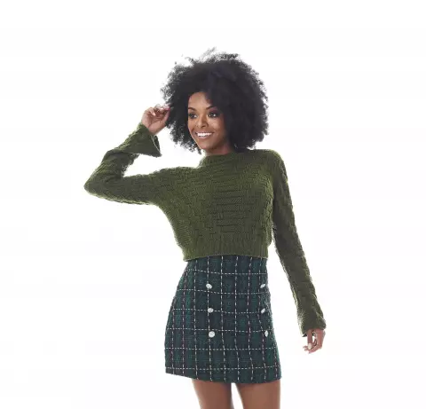 Cropped Manga Longa Musgo