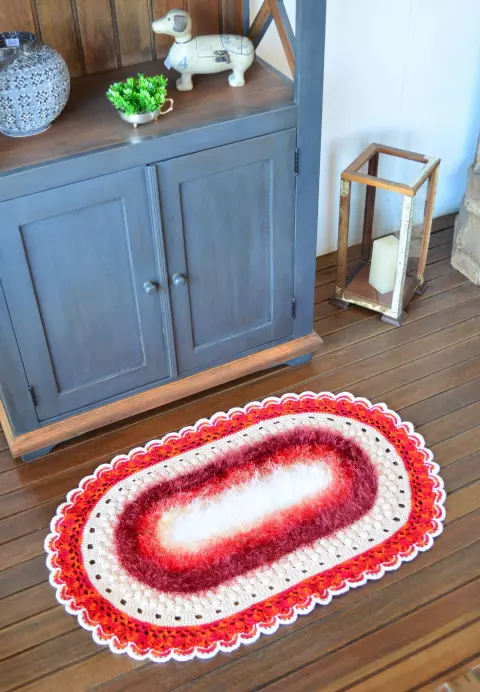 Tapete Oval Decore Luxo Tons de Vermelho