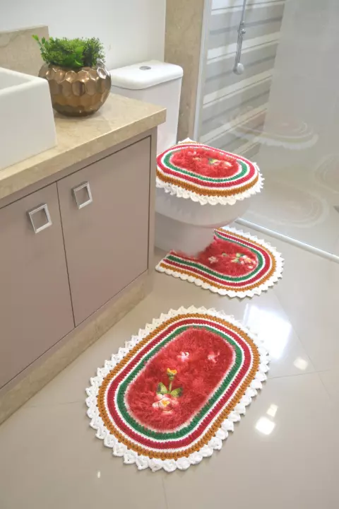 Jogo de Banheiro Vermelho Paixão