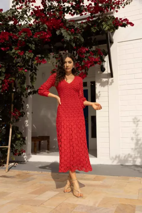 Vestido Vermelho Círculo
