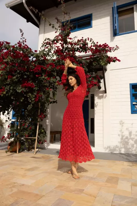 Vestido Vermelho Círculo