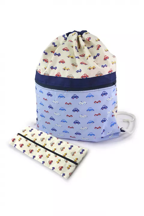 Mochila e Estojo Carrinhos