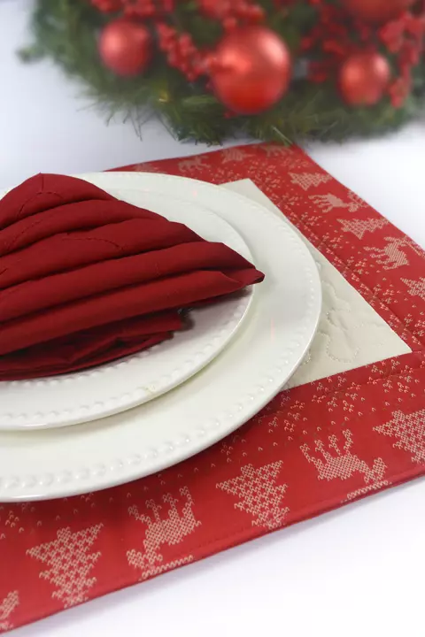 Jogo Americano Natal Bordado com Guardanapo