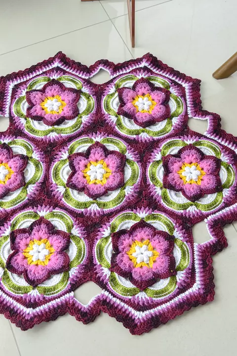 Tapete Sextavado Floral