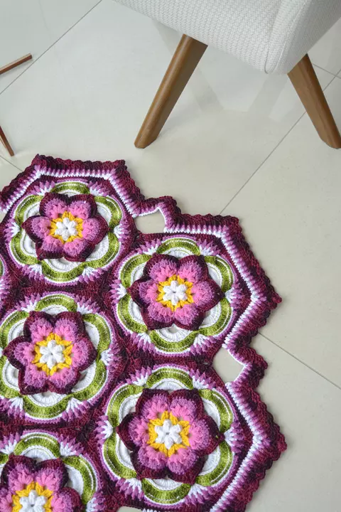Tapete Sextavado Floral