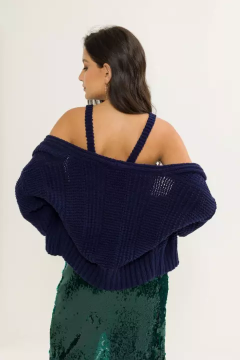 Conjunto de Cropped e Cardigã Noturna