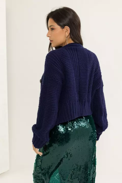 Conjunto de Cropped e Cardigã Noturna
