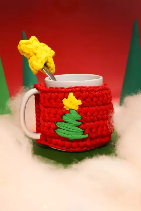 Conjunto Capa para Caneca Natalina + Pingente de Colher