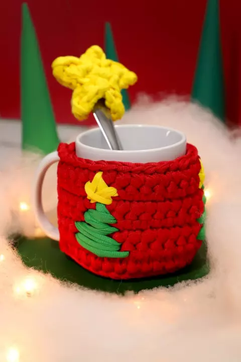 Conjunto Capa para Caneca Natalina + Pingente de Colher