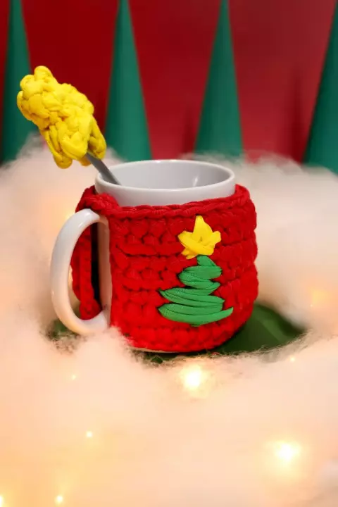 Conjunto Capa para Caneca Natalina + Pingente de Colher