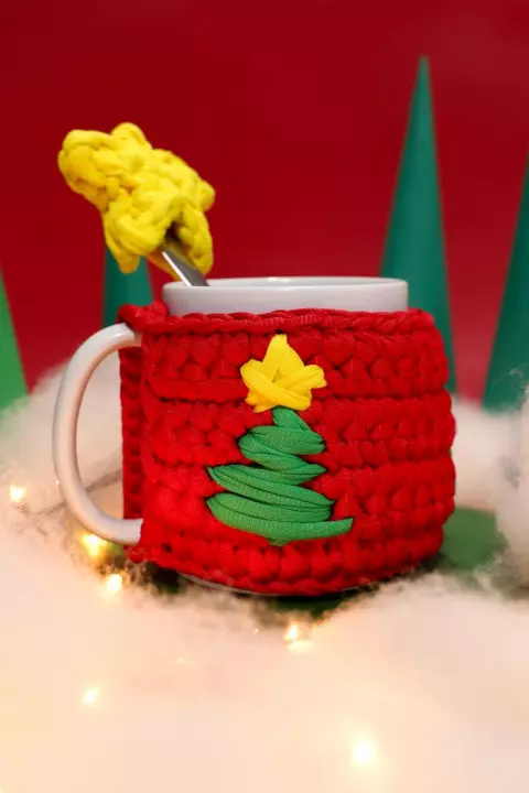Conjunto Capa para Caneca Natalina + Pingente de Colher