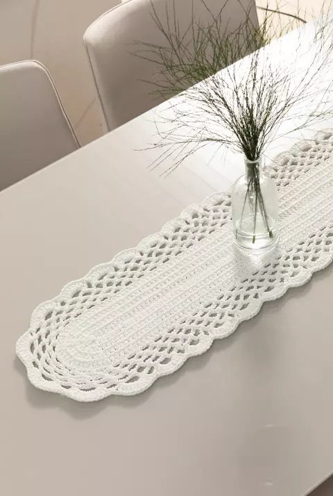Trilho de Mesa Oval Poly Branco