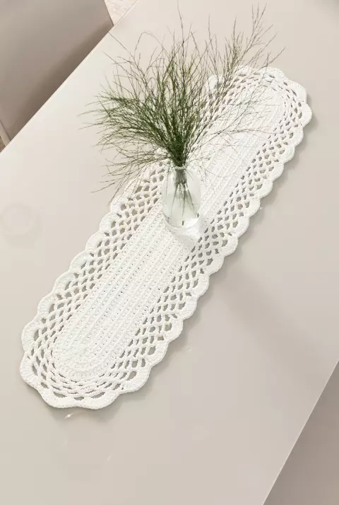 Trilho de Mesa Oval Poly Branco