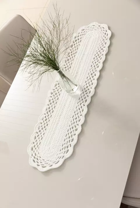 Trilho de Mesa Oval Poly Branco