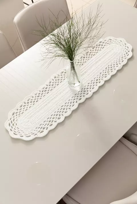 Trilho de Mesa Oval Poly Branco
