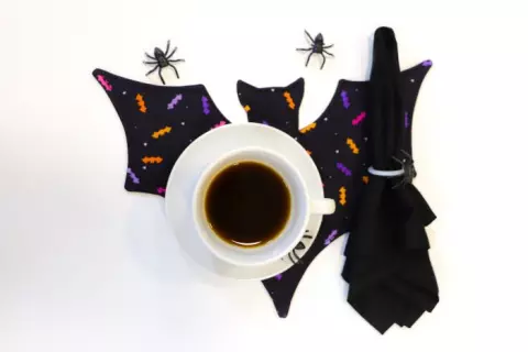Mug Rug e Guardanapo Morcego