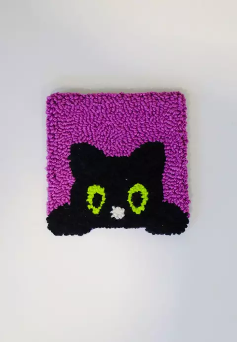 Porta-copo Gatinho - fundo roxo