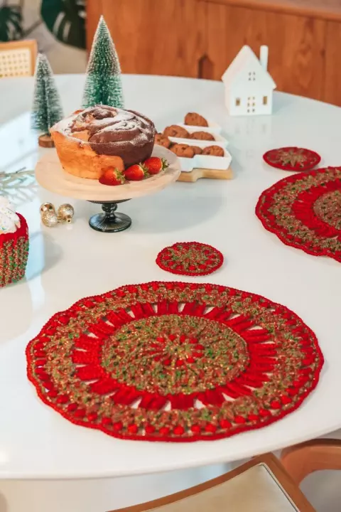 Bajoplato y posavasos navideño