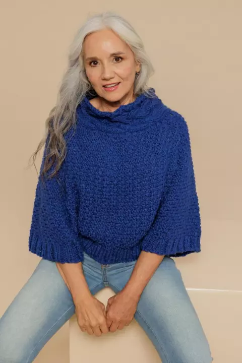 Blusa Poncho Añil