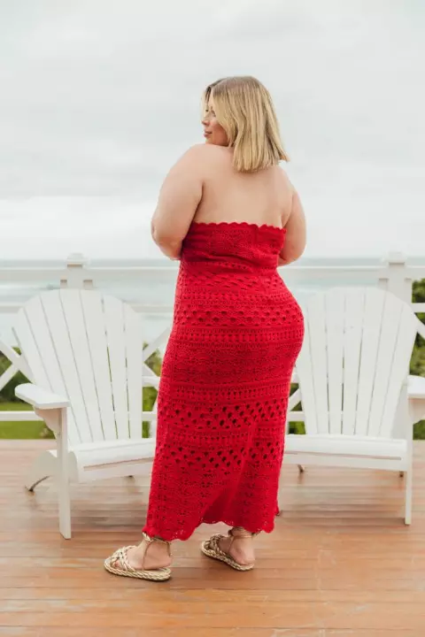 Scarlet Elegance Halter Dress