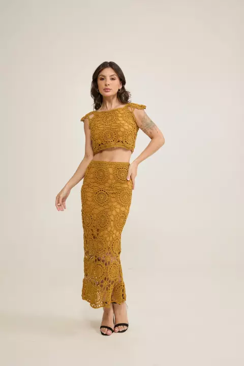 Conjunto Cropped e Saia Salinas