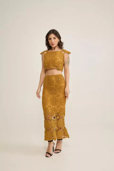 Conjunto Cropped e Saia Salinas