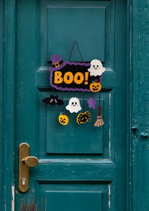 Painel decorativo de Halloween Boo – Punch needle