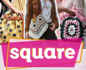 Aprenda a montar bolsas de crochê com squares