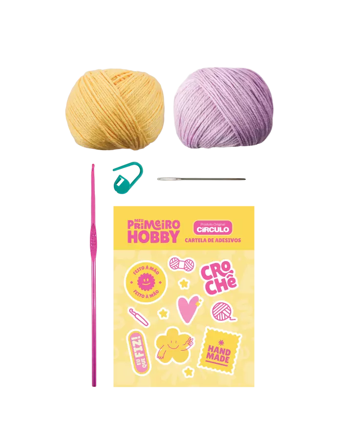 Kit Crochê Meu Primeiro Hobby:  Marca-Páginas Solar