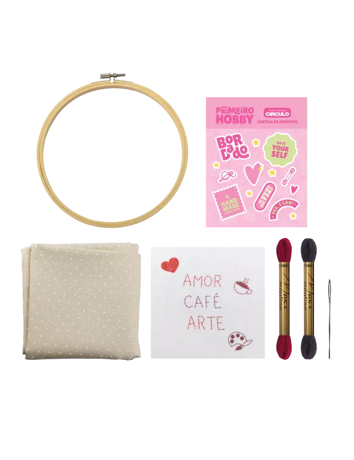 My First Hobby Embroidery Kit:”Amor, Café e Arte”
