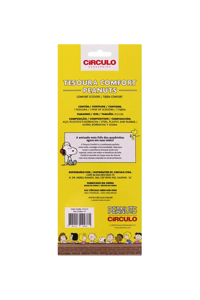 Tesoura Comfort Peanuts
