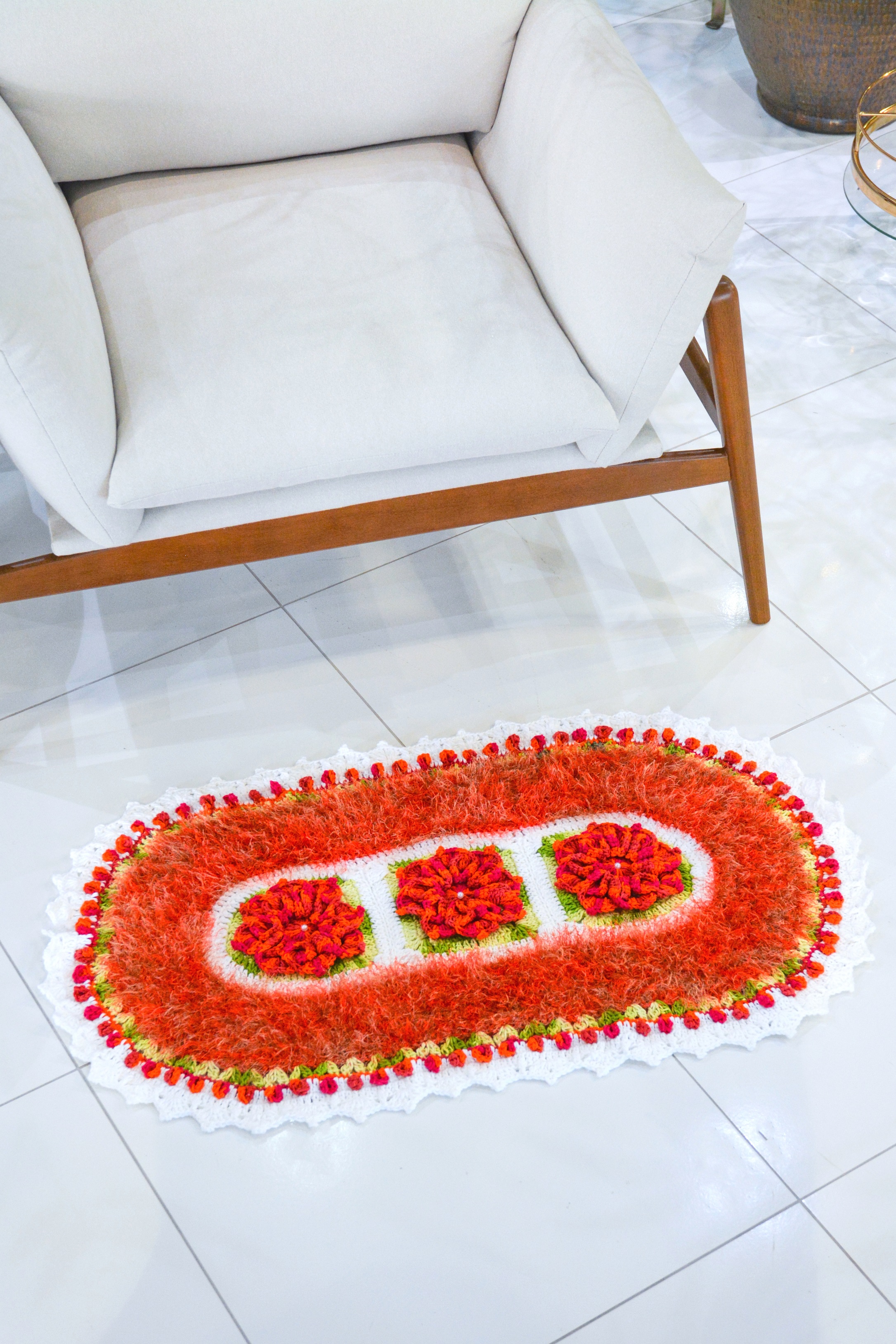 Tapete Oval com Flores