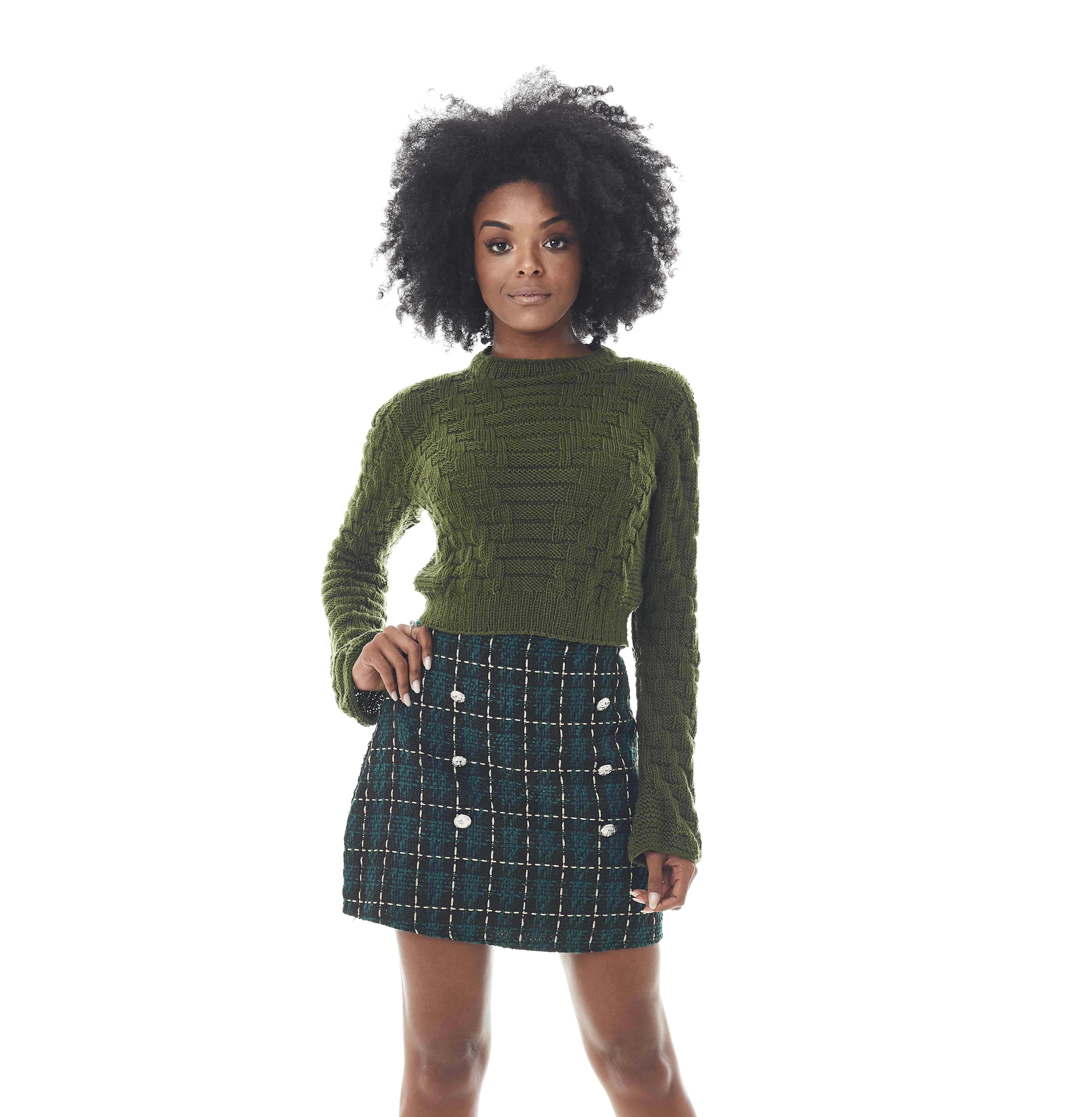 Cropped Manga Longa Musgo