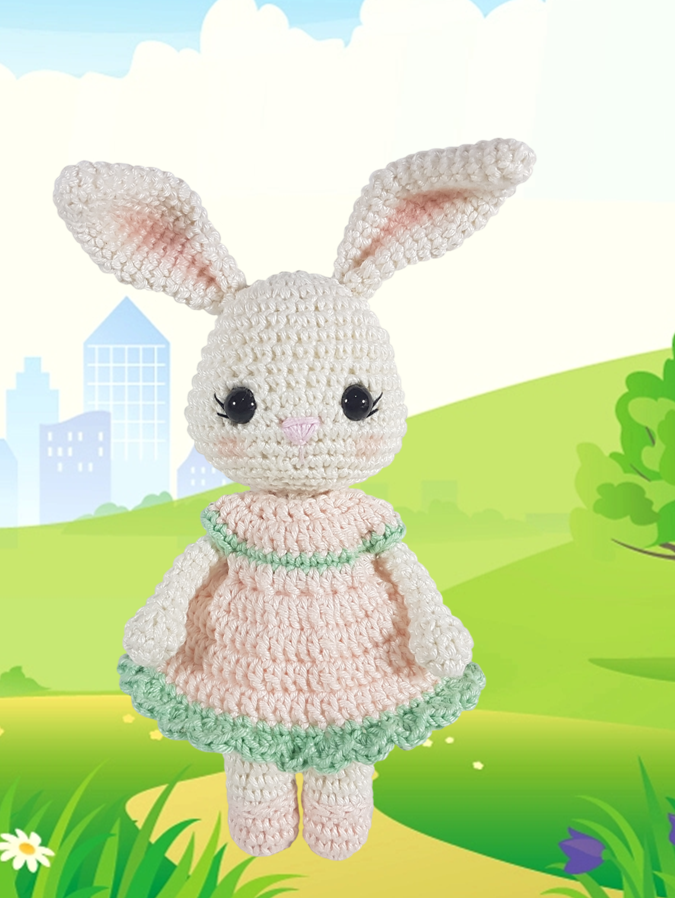 Amigurumi coelha shop de vestido