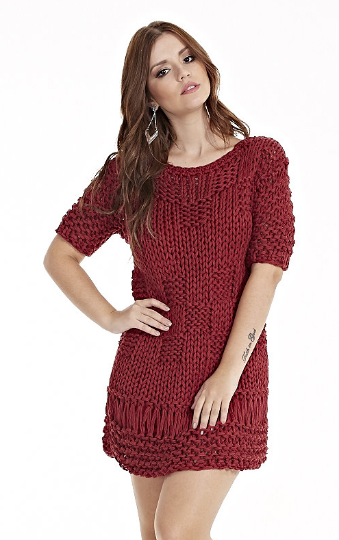 Vestido Quadradinhos Marsala