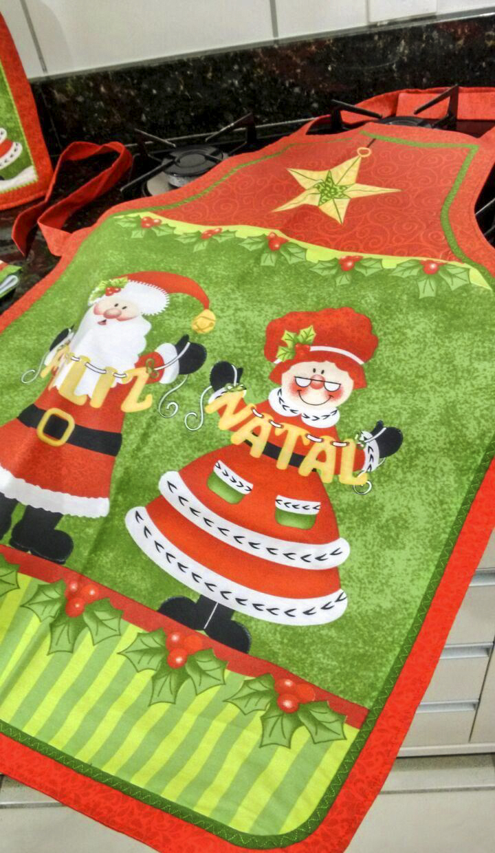 Kit Avental Com Luva Casal Noel