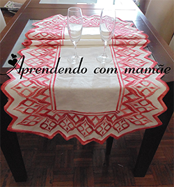 Centro de mesa bordado em Ponto reto