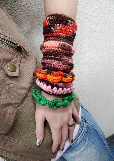 Braceletes de Crochê