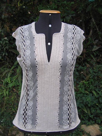 Blusa Renda Tricô