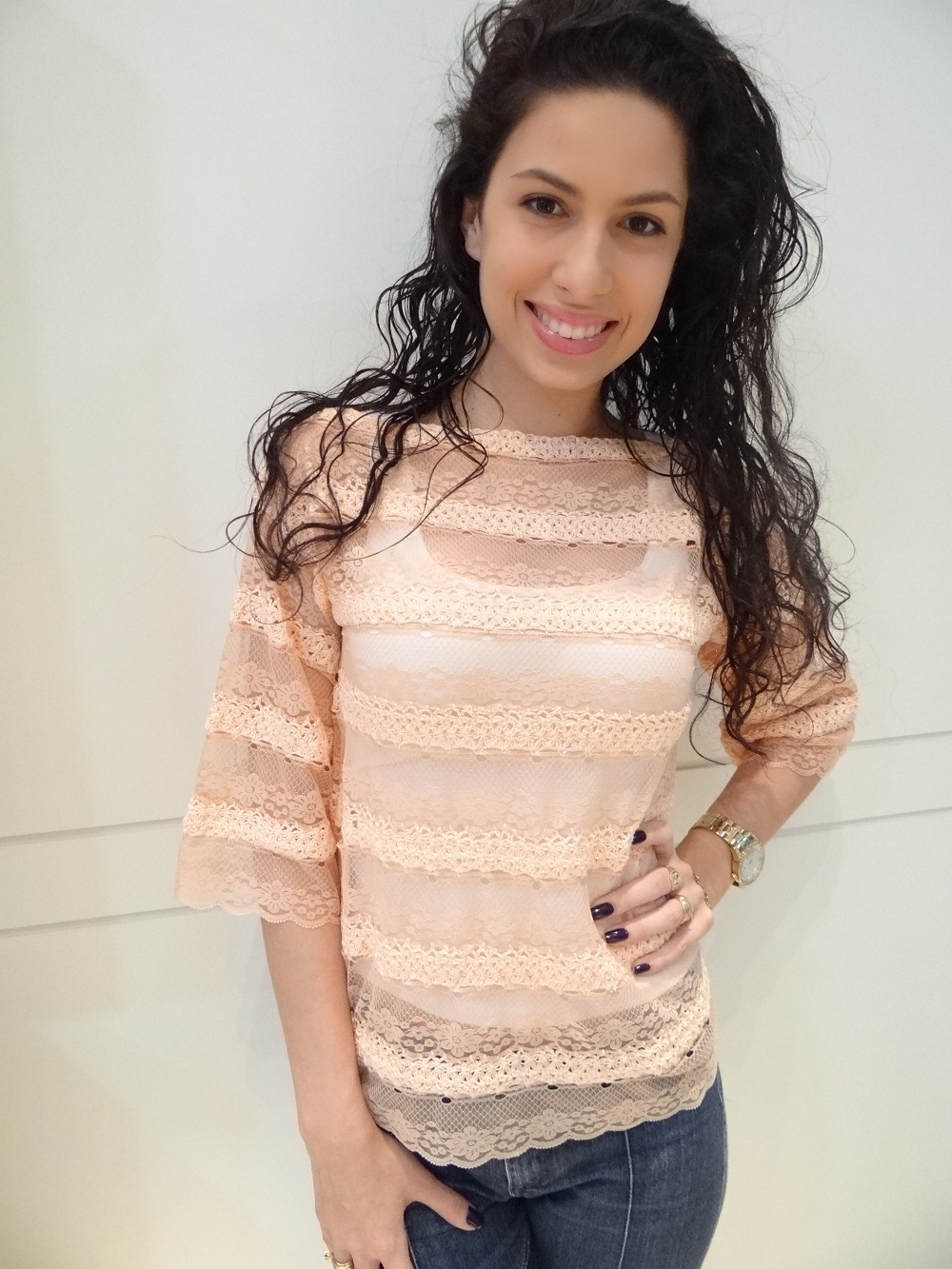 Bata Renda Tricô Salmão