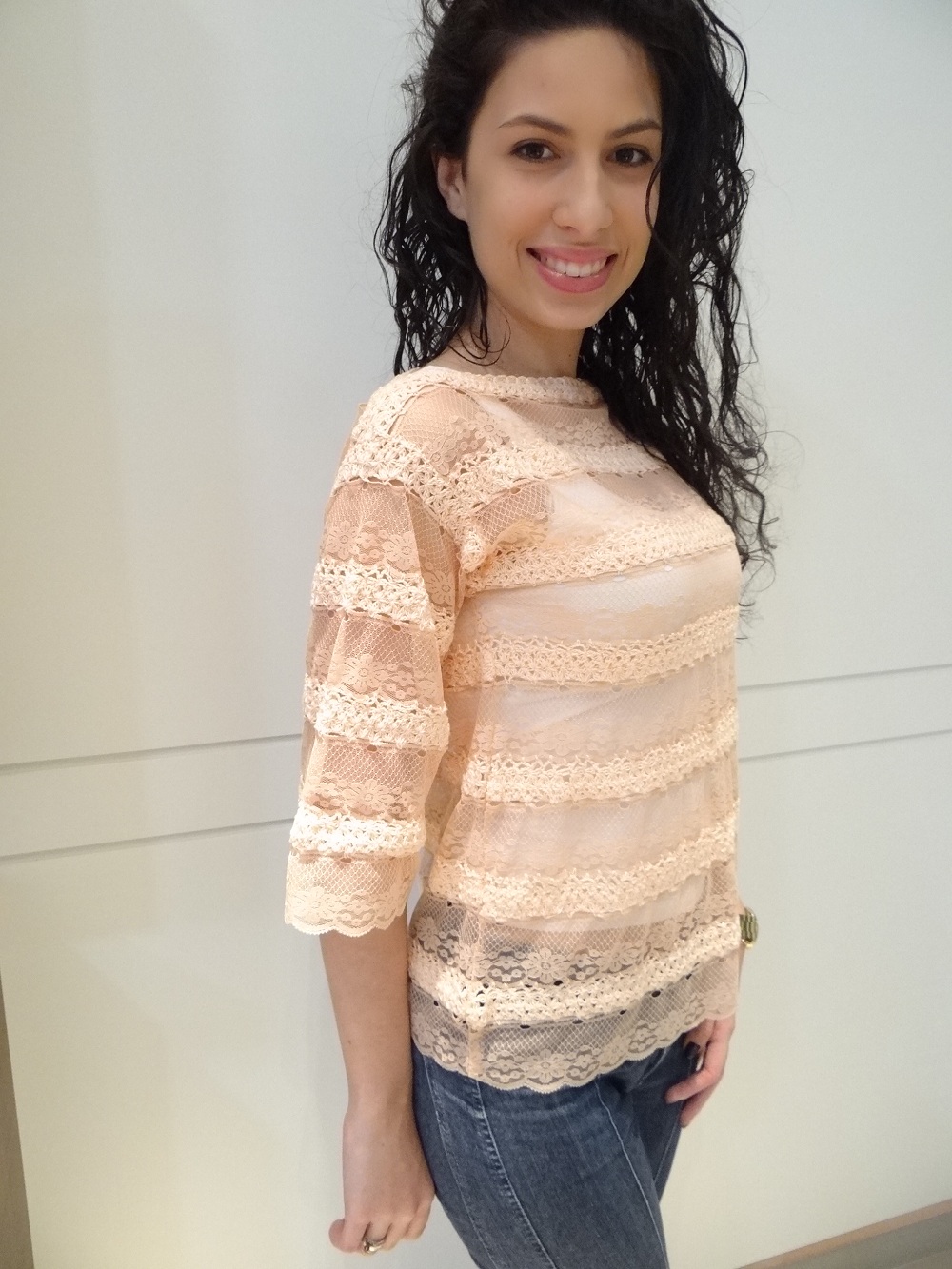 Bata Renda Tricô Salmão