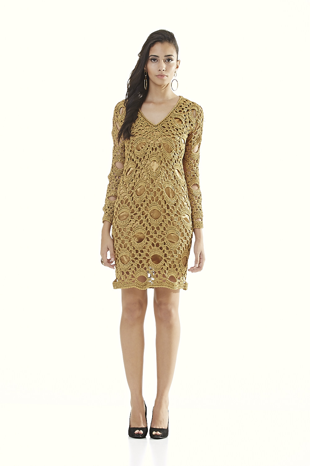 Vestido Dourado Decote V
