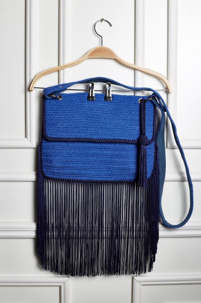 Bolsa Azul com Franjas