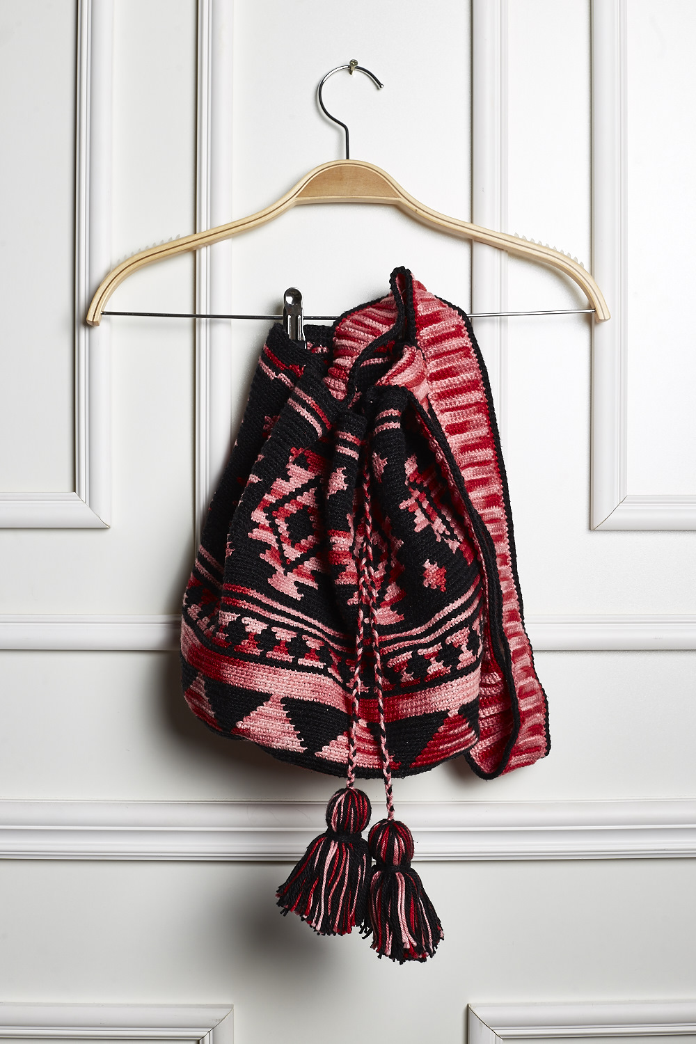 Wayuu Bag Preta e Mescla Vermelho