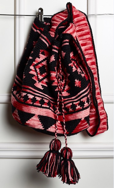 Wayuu Bag Preta e Mescla Vermelho