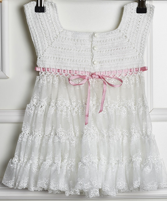 Vestido Infantil Branco e Rosa